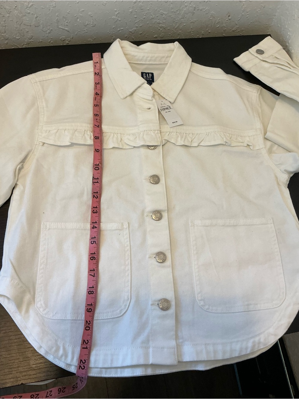 GAP Cream Ruffle-Trim Button-Front Jacket - Picture 7 of 9